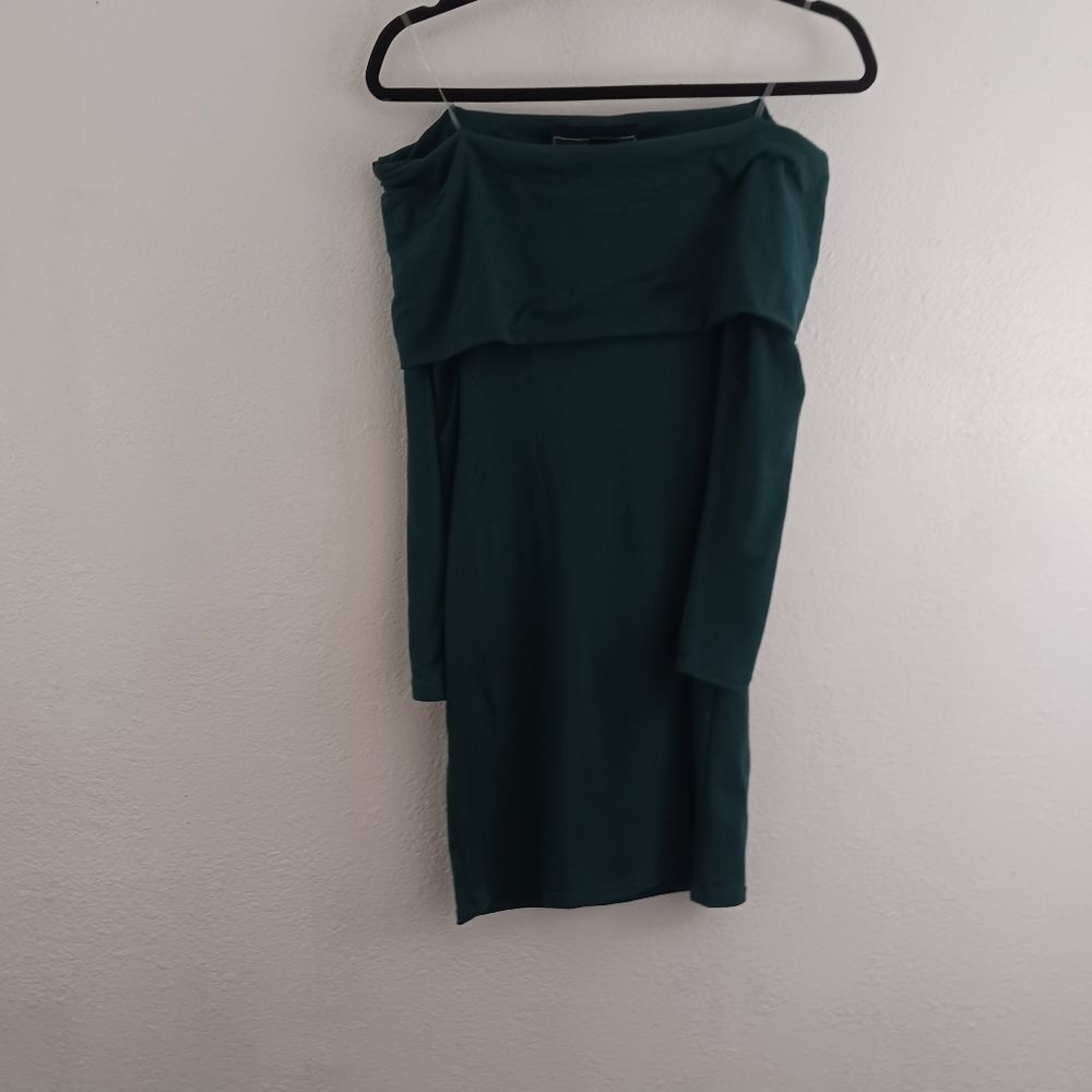 Polly Esther off the shoulder green mini dress size S